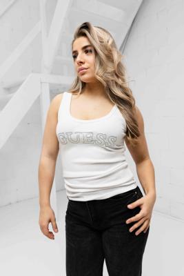 Guess Embellished Logo Hemd Dames Wit - Maat L - Kleur: Wit | Soccerfanshop