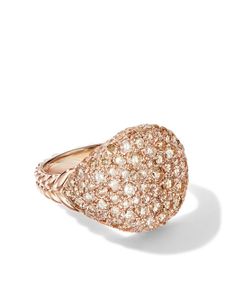 David Yurman bague Chevron en or rose 18ct pavée de diamants (13 mm)
