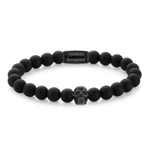 Rebel and Rose RR-SK004-B-XL Armband Skull Matt All-Black XL 8mm 21.0