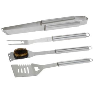 BBQ/barbecue gereedschap set 4-delig RVS