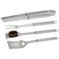 BBQ/barbecue gereedschap set 4-delig RVS   - - thumbnail