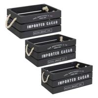 Atmosphera Opbergkisten set 3x stuks - hout - decoratief - vintage look - 35 x 25 x 15 cm