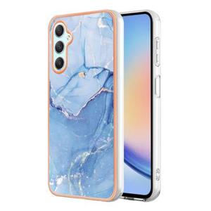 Samsung Galaxy A25 Marmerpatroon Gegalvaniseerd IMD TPU Hoesje - Blauw