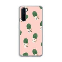 Cactusprint roze: OnePlus Nord Transparant Hoesje