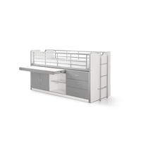Leen Bakker - Vipack Halfhoogslaper Bonny Met Uitschuifbaar Bureau - Grijs - 116x96x207 Cm - Spaanplaat - Wit#Grijs