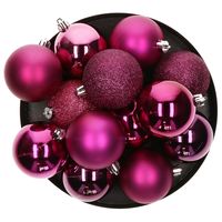 Kerstballen - 8x stuks - framboos roze - 7 cm - kunststof