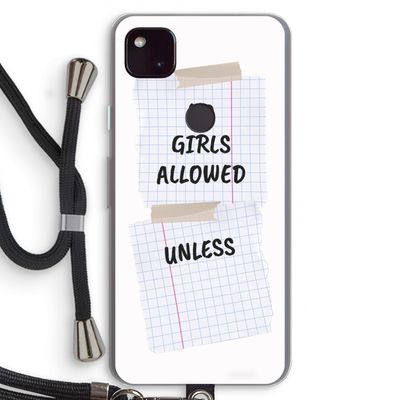 No Girls Allowed Unless: Pixel 4a 5G Transparant Hoesje met koord