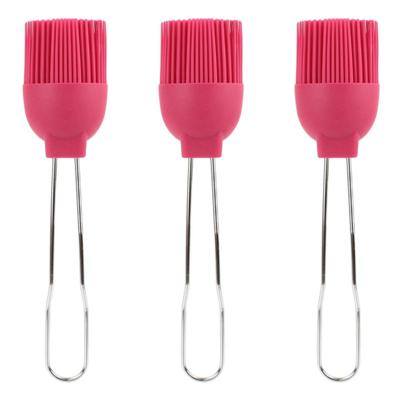Lily Cook Bakkwasten - 3x - siliconen/metaal - flexibel - invetten - invetkwast - 22 cm - roze