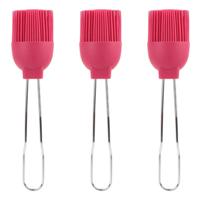 Lily Cook Bakkwasten - 3x - siliconen/metaal - flexibel - invetten - invetkwast - 22 cm - roze