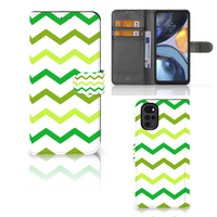 Motorola Moto G22 Telefoon Hoesje Zigzag Groen - thumbnail