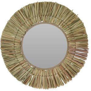 Wandspiegel Raffia - frame kleur naturel - Dia 40 cm - met brede lijst