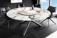 Ronde eettafel SPIN 150cm wit grijsbruin met 360° draaibaar serveerbord keramiek zwart - 46422