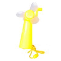 Mini ventilator/handventilator - 11 cm - met draaimechaniek - Geel - Verkoeling in zomer