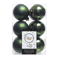 Decoris Kerstballen - 12x - donkergroen - 6 cm - kunststof - kerstversiering - onbreekbaar