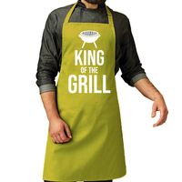 Vaderdag cadeau schort - king of the grill - groen - keukenschort - heren - verjaardag