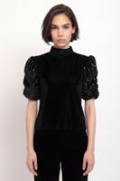 Slim fit T-shirt met lantaarnmouwen - BLACK - XL