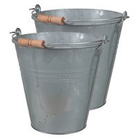 2x Stuks Emmer/plantenpot 7,5 liter - D27 x H27 cm - zink - met handvat - thumbnail