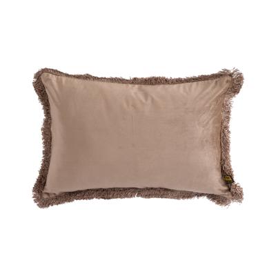 Nous Taupe Velvet Kussen Met Franjes