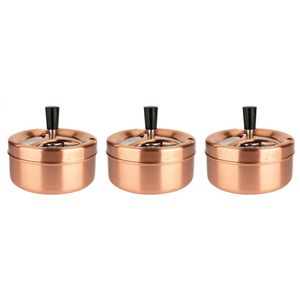 3x stuks ronde draaiasbakken/drukasbakken rose goud 13 cm