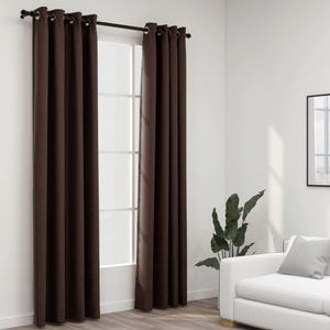 VidaXL Gordijnen linnen-look verduisterend ogen 2 st 140x225 cm taupe