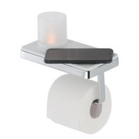 Toiletrolhouder Geesa Frame | Met planchet en LED lichthouder | Wit-Chroom
