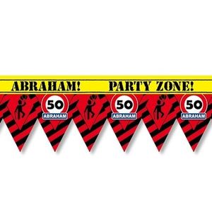 Versiering/decoratie 50 Abraham afzetlint vlaggetjes 12 meter   -