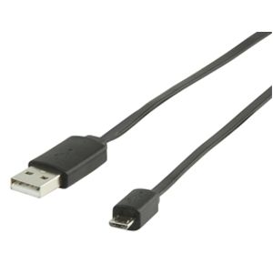 Valueline 1m, USB 2.0 A - Micro B USB-kabel USB A Micro-USB B Zwart