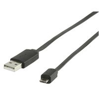 Valueline 1m, USB 2.0 A - Micro B USB-kabel USB A Micro-USB B Zwart - thumbnail