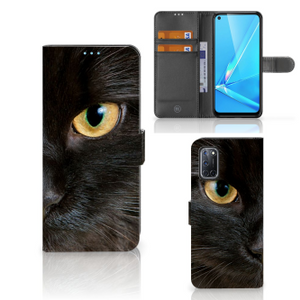 OPPO A72 | OPPO A52 Telefoonhoesje met Pasjes Zwarte Kat