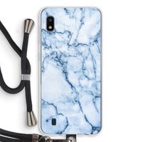 Blauw marmer: Samsung Galaxy A10 Transparant Hoesje met koord