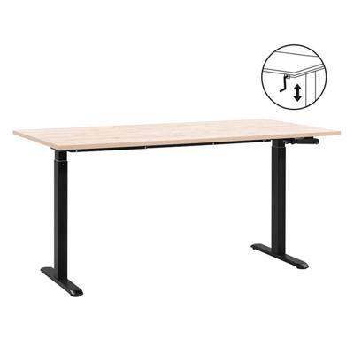 Leen Bakker - Bureau Homeworx Zit/sta Handmatig Verstelbaar - Eikenkleur/zwart - 75/118x160x80 Cm - Metaal/Hout - Beige