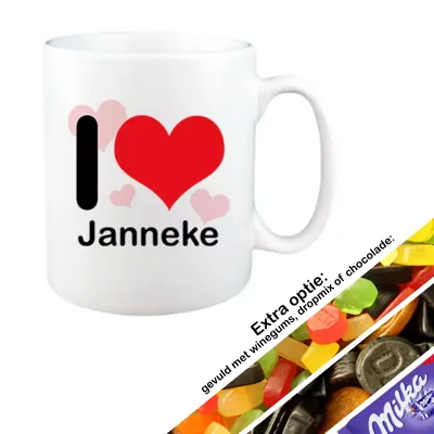 I love mok met naam (wit)