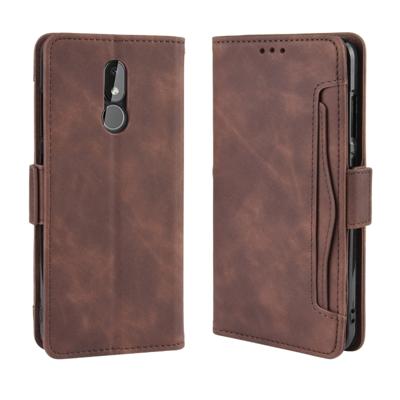Portemonnee stijl huid gevoel kalf patroon lederen draagtas voor Nokia 3.2 met aparte kaartsleuf (bruin)