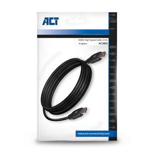 ACT Connectivity 2,5 meter HDMI 4K High Speed kabel v2.0 HDMI-A male - HDMI-A male kabel