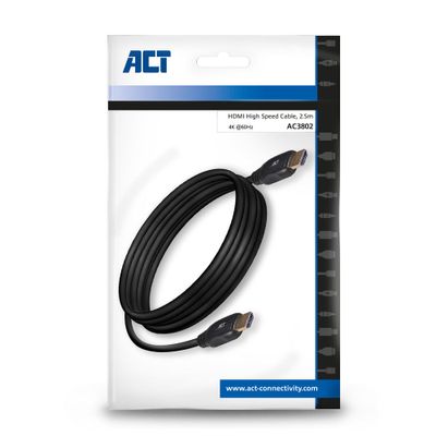 ACT Connectivity 2,5 meter HDMI 4K High Speed kabel v2.0 HDMI-A male - HDMI-A male