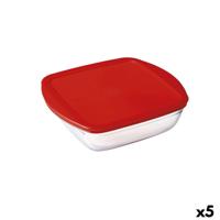Vierkante Lunchtrommel met Deksel Ô Cuisine Cook&store Ocu Rood 25 x 22 x 7 cm 2,2 L Glas Siliconen (5 Stuks)