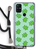 Groene blaadjes: OnePlus Nord N10 5G Transparant Hoesje met koord