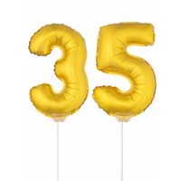 Folie ballonnen cijfer 35 goud 41 cm   -