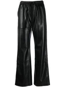 Nanushka pantalon en cuir artificiel à taille haute - Noir