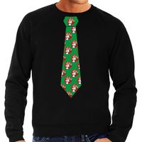 Stropdas Kersttrui/kerst sweater kerstman met bier zwart voor heren - thumbnail