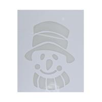 Kerst raamsjabloon sneeuwpop hoofd - wit - 35 cm - raamdecoratie - kerstversiering