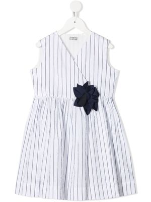 Il Gufo robe à fines rayures - Blanc