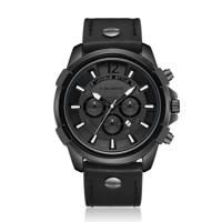 CAGARNY 6882 Fashion waterdichte polychromatische metalen shell quartz horloge met lederen armband (zwart zwart)