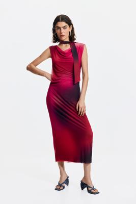 Asymmetrische gedrapeerde jurk - RED - M
