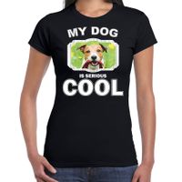 Jack russel honden t-shirt my dog is serious cool zwart voor dames