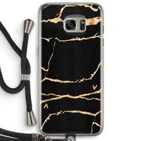 Gouden marmer: Samsung Galaxy S7 Edge Transparant Hoesje met koord