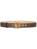 Balmain ceinture monogrammé en toile à boucle - Marron