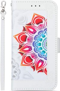 iPhone XS hoesje - Bookcase - Koord - Pasjeshouder - Portemonnee - Mandalapatroon - Kunstleer - Wit