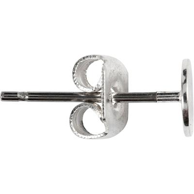Creativ Company Oorstekers, l: 13 mm, verzilverd, 100 stuk/ 1 doos