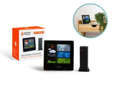 Dutch Originals Weerstation - Inclusief Buitensensor - Digitaal Display - Zwart
